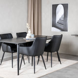 Dipp Jídelní stůl - 180*90cm - Černá dýha / celé černé nohy +Comfort - Jídelní židle 2-balení - černá/Černá _4