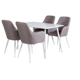 Polar Jídelní stůl 120 cm - Bílá Bílá +Komfortní židle 2-balení Polar šedá - Bílá Nohy _4