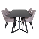 Jídelní stůl Marina - černá deska / černé nohy + křeslo Comfort 2-balení Polar šedá - černé nohy _4