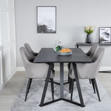 Jídelní stůl Marina - černá deska / černé nohy + křeslo Comfort 2-balení Polar šedá - černé nohy _4