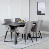 Jídelní stůl Marina - černá deska / černé nohy + křeslo Comfort 2-balení Polar šedá - černé nohy _4