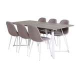 Jídelní stůl Marina - šedý "dub" / bílé nohy + Polar Matstol - Vit / Mellangrå _6