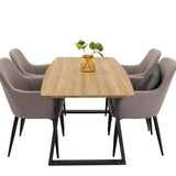 Jídelní stůl Inca - 160/200*85*H75 - Dub / Černá +Komfortní židle 2-balení Polar grey - Černé nohy _4