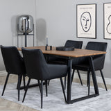 Jídelní stůl Inca - 160/200*85*H75 - Dub / Černá +Comfort - Jídelní židle 2-balení - černá/Černá _4