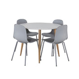 Plaza Runt Matbord - Ek-Look / Vit - ø100*H75 + Jídelní židle Arctic - šedé nohy - šedý plast _4