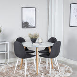Plaza Runt Matbord - Ek-Look / Vit - ø100*H75 + Jídelní židle Polar - Bílé nohy - Černá látka _4