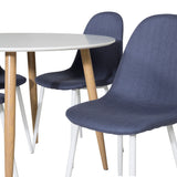Plaza Runt Matbord - Ek-Look / Vit - ø100*H75 + Jídelní židle Polar - Bílé nohy - Modrá látka _4