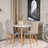 Plaza Runt Matbord - Ek-Look / Vit - ø100*H75 +Jídelní židle Windu Lyx - Dub-Look / Světle šedá _4