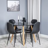 Plaza Runt Matbord - Ek-Look / Svart - ø100*H75 + Jídelní židle Polar Černá PU _4