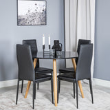 Plaza Runt Matbord - Ek-Look / Svart - ø100*H75 +Jídelní židle Slim High Back - Černé nohy - Černá PU _4