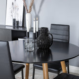 Plaza Runt Matbord - Ek-Look / Svart - ø100*H75 +Jídelní židle Slim High Back - Černé nohy - Černá PU _4