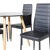 Plaza Runt Matbord - Ek-Look / Svart - ø100*H75 +Jídelní židle Slim High Back - Černé nohy - Černá PU _4