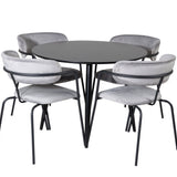 Plaza Runt Matbord - Svart / Svart - ø100*H75 +Křeslo Arrow - Black Legs - Grey Velvet _4