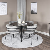 Plaza Runt Matbord - Svart / Svart - ø100*H75 +Křeslo Arrow - Black Legs - Grey Velvet _4