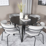 Plaza Runt Matbord - Svart / Svart - ø100*H75 +Křeslo Arrow - Black Legs - Grey Velvet _4