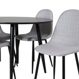 Plaza Runt Matbord - Svart / Svart - ø100*H75 +Jídelní židle Polar - černé nohy - světle šedá látka _4