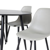 Plaza Runt Matbord - Svart / Svart - ø100*H75 + Plastová jídelní židle Polar - Černé nohy / Šedý plast _4