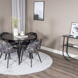 Plaza Runt Matbord - Svart / Svart - ø100*H75 +Jídelní židle Velvet - látka Black Flower _4