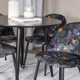 Plaza Runt Matbord - Svart / Svart - ø100*H75 +Jídelní židle Velvet - látka Black Flower _4