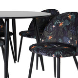 Plaza Runt Matbord - Svart / Svart - ø100*H75 +Jídelní židle Velvet - látka Black Flower _4
