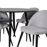 Plaza Runt Matbord - Svart / Svart - ø100*H75 +Velvetová jídelní židle - Černé nohy - Světle šedáTkanina _4