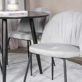 Plaza Runt Matbord - Svart / Svart - ø100*H75 +Wrinkles Jídelní židle - Černé nohy - Grey Velvet _4