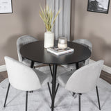 Plaza Runt Matbord - Svart / Svart - ø100*H75 +Wrinkles Jídelní židle - Černé nohy - Grey Velvet _4