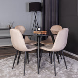 Plaza Runt Matbord - Svart / Svart - ø100*H75 +Jídelní židle Polar - Černé nohy / Béžová Velvet _4