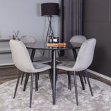 Plaza Runt Matbord - Svart / Svart - ø100*H75 +Jídelní židle Polar - Černé nohy / Světle šedá Velvet _4