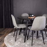 Plaza Runt Matbord - Svart / Svart - ø100*H75 +Jídelní židle Polar - Černé nohy / Světle šedá Velvet _4