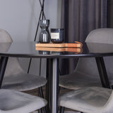 Plaza Runt Matbord - Svart / Svart - ø100*H75 +Jídelní židle Polar - Černé nohy / Světle šedá Velvet _4
