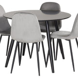 Plaza Runt Matbord - Svart / Svart - ø100*H75 +Jídelní židle Polar - Černé nohy / Světle šedá Velvet _4
