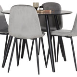 Plaza Runt Matbord - Svart / Svart - ø100*H75 +Jídelní židle Polar - Černé nohy / Světle šedá Velvet _4