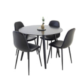 Plaza Runt Matbord - Svart / Svart - ø100*H75 +Jídelní židle Polar Černá PU _4
