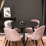 Plaza Runt Matbord - Svart / Svart - ø100*H75 +Velvet jídelní židle mosaz - růžová / černá _4