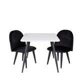 Jídelní stůl Polar 80*60 XXS - Bílá / Černá + Sametová jídelní židle XXS - Black Velvet _2