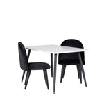 Jídelní stůl Polar 80*60 XXS - Bílá / Černá + Sametová jídelní židle XXS - Black Velvet _2