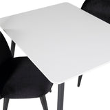 Jídelní stůl Polar 80*60 XXS - Bílá / Černá + Sametová jídelní židle XXS - Black Velvet _2
