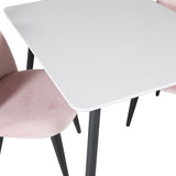 Jídelní stůl Polar 80*60 XXS - Bílá / Černá + Sametová jídelní židle XXS - Růžový Velvet _2