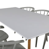 Polar Matbord - Ek-Look / Vit- 180*90*H75 +Bullerbyn - Jídelní židle - Světle šedá _6