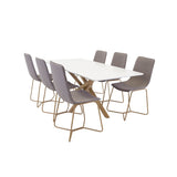 Piazza Matbord - Ek-look / Vit - 180*90*75 +X-Chair - šedá / dub _6