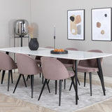 Polar Elips Matbord - Svart / Vit - 240*100*H75 +Velvet Jídelní židle Manšestr - Růžová / Černá _6