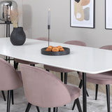 Polar Elips Matbord - Svart / Vit - 240*100*H75 +Velvet Jídelní židle Manšestr - Růžová / Černá _6