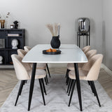 Polar Elips Matbord - Svart / Vit - 240*100*H75 +Velvet Jídelní židle - Béžová / Černá _6