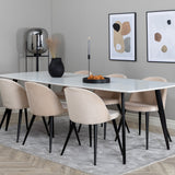 Polar Elips Matbord - Svart / Vit - 240*100*H75 +Velvet Jídelní židle - Béžová / Černá _6