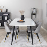 Polar Elips Matbord - Svart / Vit - 240*100*H75 +Sametová jídelní židle Mosaz - světle šedá / černá _6