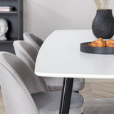 Polar Elips Matbord - Svart / Vit - 240*100*H75 +Sametová jídelní židle Mosaz - světle šedá / černá _6