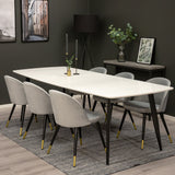 Polar Elips Matbord - Svart / Vit - 240*100*H75 +Sametová jídelní židle Mosaz - světle šedá / černá _6