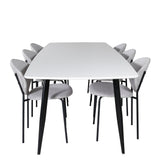 Polar Elips Matbord - Svart / Vit - 240*100*H75 + Jídelní židle Vault - Černé nohy - Šedá látka _6