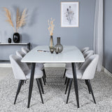 Polar Elips Matbord - Svart / Vit - 240*100*H75 +Velvetová jídelní židle - Černé nohy - Světle šedáTkanina _6